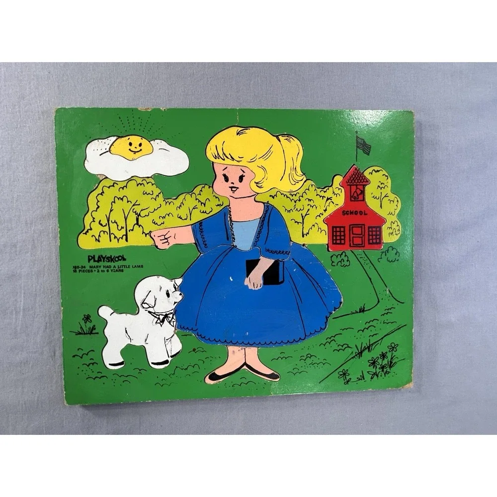 Vintage Playskool Wooden Puzzles Lot Of 3 hwith‎ issues